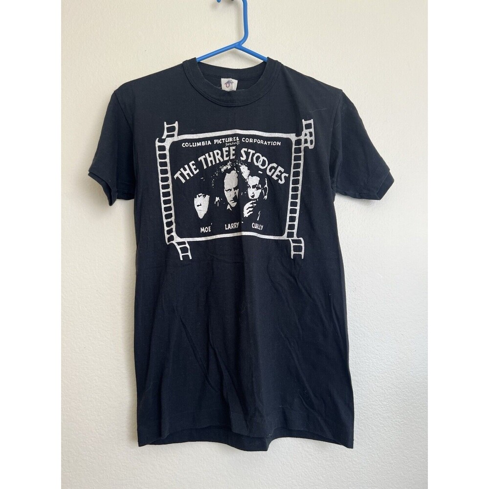 Vtg 90S Tee Jays Single Stitch The Three Stooges‎ T Shirt Black Size L USA Made